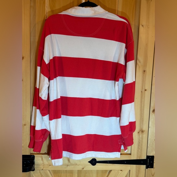 Aerie Oversized Prep Rally Rugby Shirt Red White Stripe Y2K Aesthetic Small - Picture 7 of 12